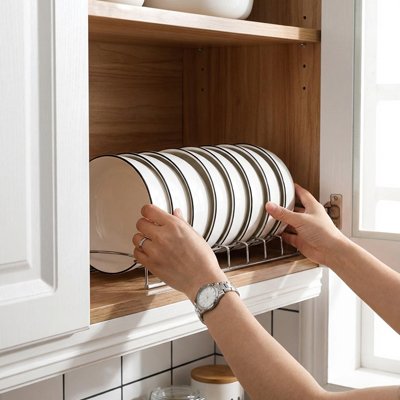 Organisateur cuisine vertical pour bols en inox