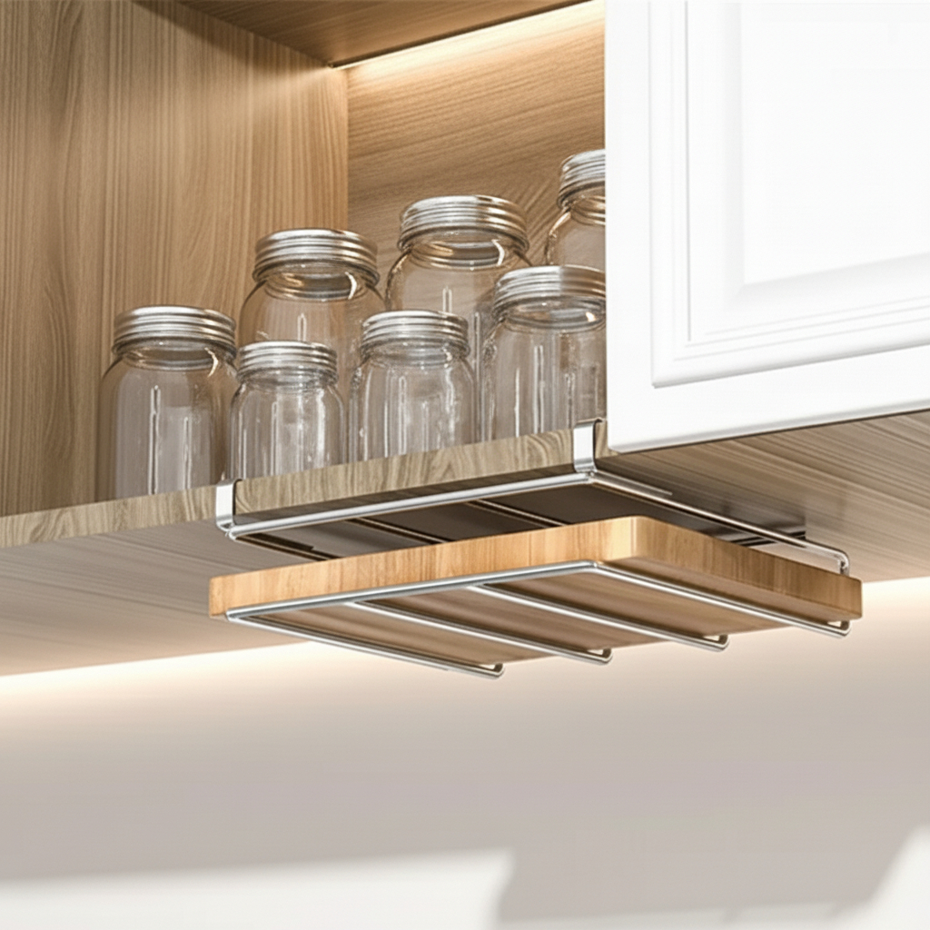 Organisateur cuisine argent simple installation tablette pour planche à découper