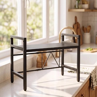 Etagere pour micro onde métal noir pour comptoir cuisine 