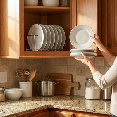 Organisateur vaisselle vertical pour assiettes en inox